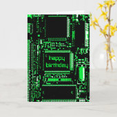 回路の緑の「ハッピーバースデー」カード カード (黄色い花)