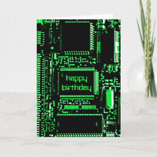 回路の緑の「ハッピーバースデー」カード カード