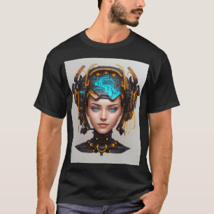 回路を備えた美しいサイボーグヘッド Tシャツ