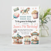 回路カーニバル回転木馬フェスティバルパーティー誕生日 招待状 (スタンド正面)