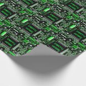 回路グリーン2メリークリスマス ラッピングペーパー (角)