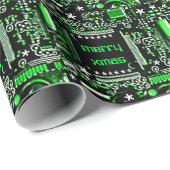 回路グリーン2メリークリスマス ラッピングペーパー (ロールコーナー)