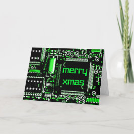 回路グリーン2 'メリークリスマス'グリーティングカード シーズンカード