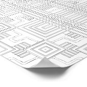 回路スタイルの幾何学的なグリッド塗り絵デザイン ポスター (角)