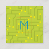 回路モダンボード緑の黄色のオレンジ色の技術 スクエア名刺 (正面)