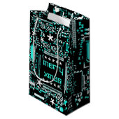 回路ライトブルー2メリークリスマス小 スモールペーパーバッグ (正面アングル)