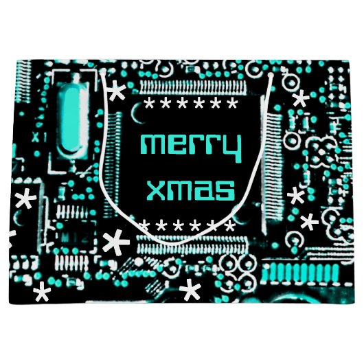 回路ライトブルー2メリークリスマス（大） ラージペーパーバッグ (正面)