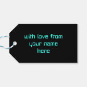 回路ライトブルー2 'メリークリスマス'文字バック ギフトタグ (裏面横)