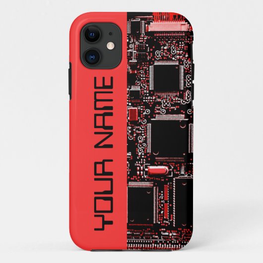 回路レッド2 "名前" iPhoneケース側レッド Case-Mate iPhoneケース (裏面)