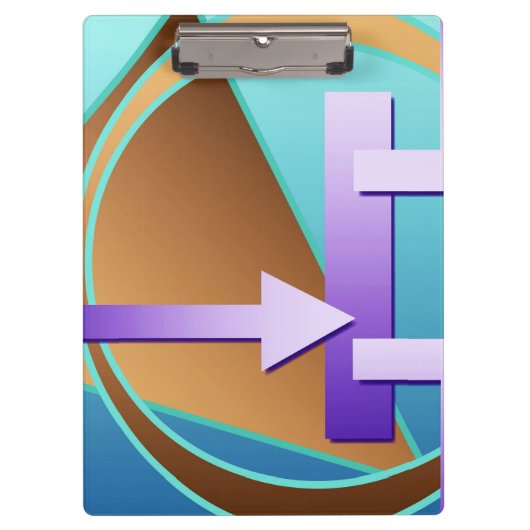 "回路図"デジタルアートプリント,ターコイズ クリップボード (正面)