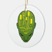 回路基板の脳の頭の黄色と緑 セラミックオーナメント (左)