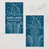 回路基板の青いテクスチャ背景 名刺 (正面/裏面)