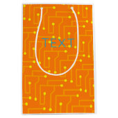 回路基板オレンジ色の黄色い文字コンピモダンュータ ミディアムペーパーバッグ (正面)