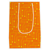 回路基板オレンジ色の黄色い文字コンピモダンュータ ミディアムペーパーバッグ (裏面)