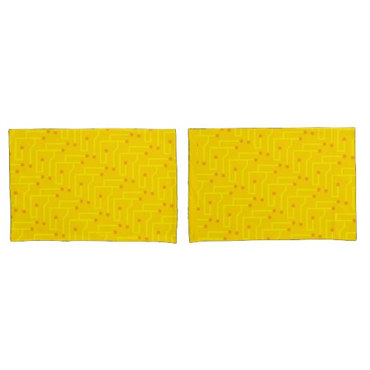 回路基板キッズデコモダンイエローオレンジおもしろい 枕カバー (フロントセット)