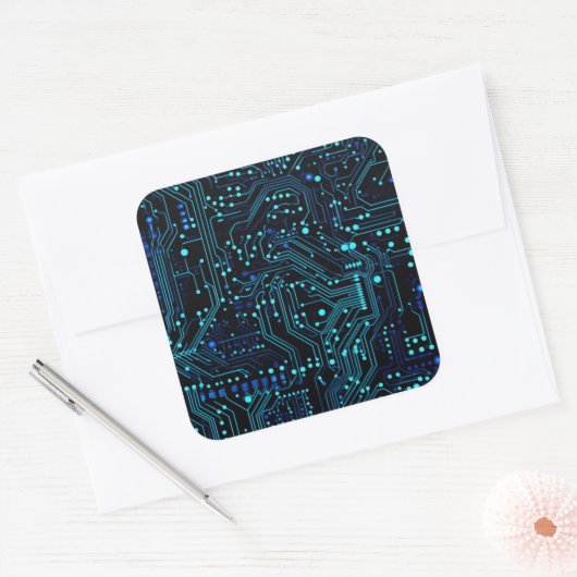 回路基板デザインイラストレーションクッション スクエアシール (封筒)