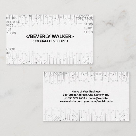 回路基板バイナリコーディング背景 名刺 (正面/裏面)