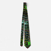 回路基板色図解入りの、写真付きの黒 ネクタイ (裏面)