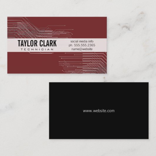 回路基板部品の深い赤の変動 名刺 (正面/裏面)