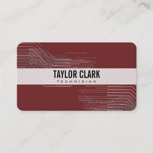 回路基板部品深い赤 名刺 (正面)