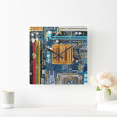 回路基板 スクエア壁時計 (ホーム)