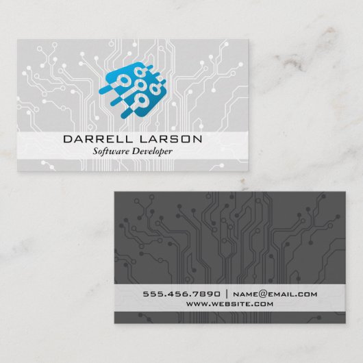 回路基板 | マイクロチップ技術ロゴ 名刺 (正面/裏面)