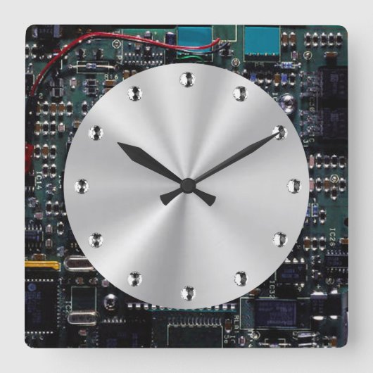 回路部品 スクエア壁時計 (正面)