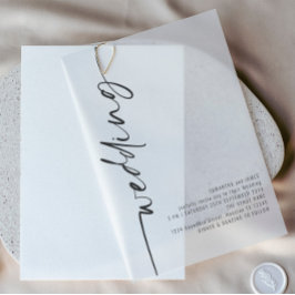 回転した書道ブラック文字結婚ズ ベラム紙招待状