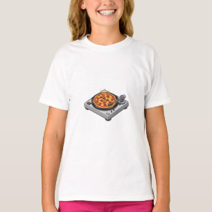 回転するピザパーティーレコードプレーヤーキッズ Tシャツ
