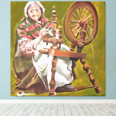 回転するホイールに座ったアイルランドの年配の女性の狂人 キャンバスプリント (インサイチュ (ウッドフロア))