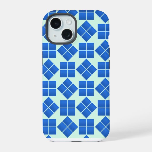 回転する青い四角形 iPhone 15ケース (裏面)