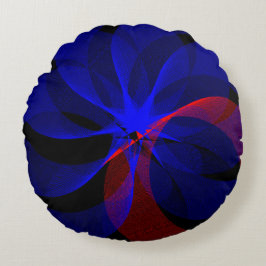 回転する青アクセント幾何学丸い枕 ラウンドクッション