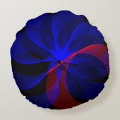 回転する青アクセント幾何学丸い枕 ラウンドクッション (裏面)
