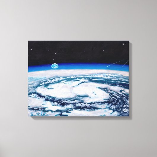 回転する高さから地球：切り取られていないキャンバス キャンバスプリント (正面)