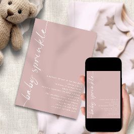 回転スクリプトほこりっぽいバラ赤ちゃんシャワー散水 招待状