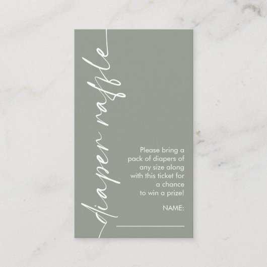 回転スクリプトセージおむつラッフルベビーシャワー エンクロージャーカード (正面)