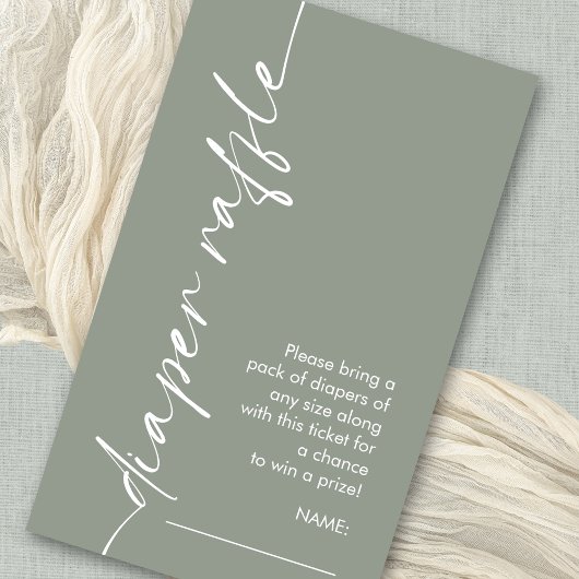 回転スクリプトセージおむつラッフルベビーシャワー エンクロージャーカード