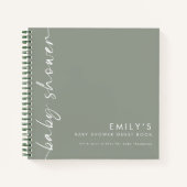 回転スクリプトセージ緑の赤ちゃんシャワーゲストブック ノートブック (正面)