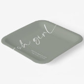 回転スクリプト名Sage Oh Girl Baby Shower ペーパープレート (傾斜あり)