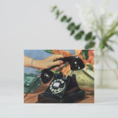 回転ダイヤル付きレトロ電話、ヴィンテージオフィス ポストカード (スタンド正面)