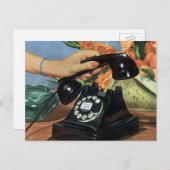 回転ダイヤル付きレトロ電話、ヴィンテージオフィス ポストカード (正面/裏面)