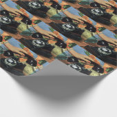 回転ダイヤル付きレトロ電話、ヴィンテージオフィス ラッピングペーパー (角)