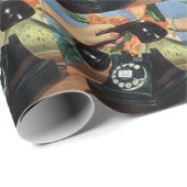 回転ダイヤル付きレトロ電話、ヴィンテージオフィス ラッピングペーパー (ロールコーナー)