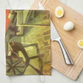 回転ホイールに面したヴィンセント離れバンゴッホウィーバー キッチンタオル (四つ折り)