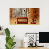 回転中国の輪プリント ポスター (ホームオフィス)