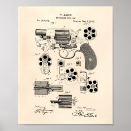 回転式火器1881特許芸術 – オールドピーパー ポスター