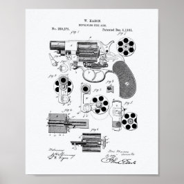 回転式火器1881特許芸術 – ホワイト紙 ポスター