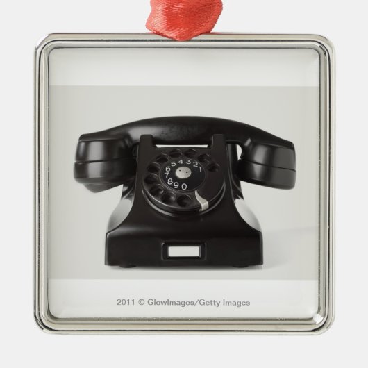 回転式電話のクローズアップ メタルオーナメント (正面)