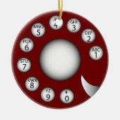 回転式電話ダイヤル(赤い) セラミックオーナメント (正面)