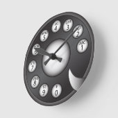 回転式電話ダイヤル(黒) ラウンド壁時計 (傾斜)